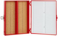 Heathrow Scientific HD15994C Red Cork Lined 100 Place Microscope Slide Box, 8.25" Length x 7" Width x 1.3" Height