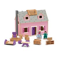 Melissa & Doug Fold & Go Mini Dollhouse (Portable Wooden Dollhouse, Working Doors, Sturdy Carrying Handles, Great Gift for Girls and Boys - Best for 3, 4, 5, and 6 Year Olds)
