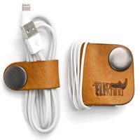 ELFRhino Genuine Leather Headphone Earphone Organizer Cord Organizer Wrap Winder Cord Manager Cable Winder(Set of 2, Yellow)