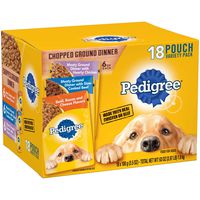 PEDIGREE Chopped Ground Dinner Adult Canned Wet Dog Food, 3.5 oz. Cans, 18 pouch Variety Pack