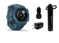Garmin Instinct Rugged GPS Watch and Wearable4U Ultimate Power Pack Bundle (Lakeside Blue)