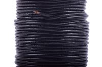 KONMAY 1 Roll 25 Yards 1.5mm Black Color Soft Round Real Jewelry Leather Cord