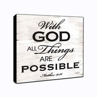 LACOFFIO with God Matthew 19:26 Wall Art Spiritual Décor Plaque 6" x 6" Housewarming Gift Idea