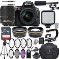 Nikon D5600 24.2 MP DSLR Camera Video Kit with AF-S DX NIKKOR 18-140mm f/3.5-5.6G ED VR Lens + LED Light + 32GB Memory + Filters + Macros + Deluxe Bag + Professional Accessories