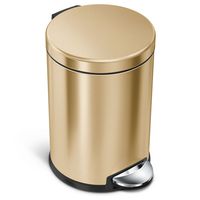 simplehuman 4.5 Liter / 1.2 Gallon Stainless Steel Round Bathroom Step, Brass trash can
