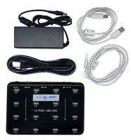 Eyeboot 16 Port USB 2.0 Hub with 5V 3A Power Adapter and USA Plug