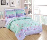 Mk Home 7pc Full Size Comforter Set for Girls Mermaids Fishes Aqua Lavender Pink New