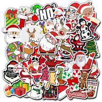 Christmas Stickers 50pcs Cute Santa Reindeer Stickers for Water Bottles Laptop Scrapbook Skateboard Luggage Cars
