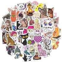 Honch Vinyl Cute Cat Stickers Pack 50 Pcs Cute Kitty Decals for Laptop Ipad Car Suitcase Luggage Water Bottle Helmet
