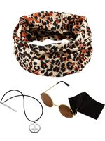 3 Pieces Hippie Costume Set, Include Peace Sign Necklace, Headband, Sunglasses for Theme Parties (Style B)