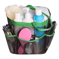 Attmu Mesh Shower Caddy, Quick Dry Shower Tote Bag Oxford Hanging Toiletry and Bath Organizer with 8 Storage Compartments for Shampoo, Conditioner, Soap and Other Bathroom Accessories (E-Green)