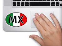 Oval country initial with flag Mexico 4x2.5 inches symbol world peace love humor 'murica america united states color sticker state decal vinyl - Made and Shipped in USA