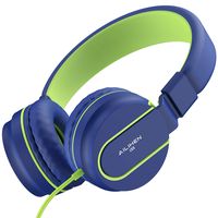 AILIHEN I35 Kid Headphones with Microphone Volume Limited Childrens Girls Boys Teens Lightweight Foldable Portable Wired Headsets for School Airplane Travel Cellphones Tablets (Blue Green)