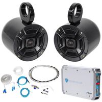 Pair Polk Audio 6.5" 300 Watt Marine Wakeboard Tower Speakers+Amplifier+Amp Kit