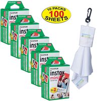 Fujifilm 5 Twin-Packs of 10 Instax Mini Film (100-Sheets) | Designed for Mini 8 / Mini 9 Camera | Develops and Prints Photos Instantly | -Bonus- Free Lens Cleaner Microfiber Cloth