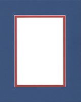 24x36 Royal Blue and Orange Double Picture Mats with White Core, for 20x30 Pictures