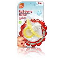 Razbaby Raz-Berry Silicone Teether/Multi-Texture Design/Hands Free Design/Yellow