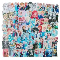 100 PCS Cartoon Frozen Waterproof Stickers Car Laptop Helmet Luggage Vintage Skateboard Wall Decor Gift for Kids (Frozen)