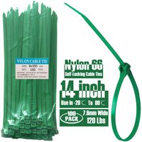 Nylon Cable Zip Ties 14 Inch 8 X 350MM- LiveZone 100 Pcs Heavy Duty 120lb Strength Self-Locking Zip Ties Fasten Wrap Straps Twist Wire Ties for Organizing Wires, Home,Garden & Office Use, Green