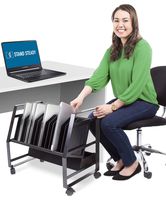 14 Unit Open Charging Cart by Line Leader - Easily Sits on Desk or Roll Under Desk w/Removable Wheels - Compatible with Tablets, Chromebooks and More- UL-Listed Power Strip w/Cord Management (Black)