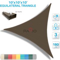 Patio Paradise 10' x 10' x 10' Brown Sun Shade Sail Triangle Canopy, 180 GSM Permeable Canopy Pergolas Top Cover, Permeable UV Block Fabric Durable Outdoor, Customized Available