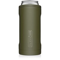 BrüMate Hopsulator Slim Double-walled Stainless Steel Insulated Can Cooler for 12 Oz Slim Cans (OD Green)