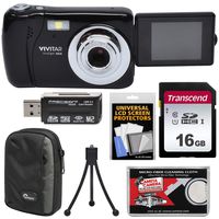 Vivitar ViviCam VXX14 Selfie Digital Camera (Black) with 16GB Card + Case + Tripod + Reader + Kit