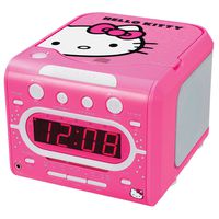 Hello Kitty KT2053 A AM/FM Stereo Alarm Clock Radio with Top Loading CD Player, 6 inch Red LED Display with Dimmer
