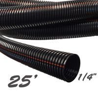 Electriduct 1/4" UV Rated NON-SLIT Flame Retardant Wire Loom Black Tubing Cable Hose - 25 Feet
