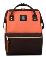 Kah&Kee Polyester Travel Backpack Functional Anti-theft School Laptop for Women Men (Orange/Dark Brown, Large)