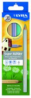 Lyra Super Ferby Giant Triangular Colored Pencil, Lacquered, 6.25mm Lead Core, Set of 6 Pencils, Metalic Assorted Colors (3721060)