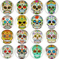 Aligle 16pcs Beautiful Glass Refrigerator Magnets Cute Fridge Stickers Funny for Office Cabinets Whiteboards Skull Decorative Photo Abstract Calendar Bulletin Board(16 Skull)