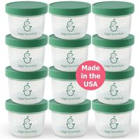 Sage Spoonfuls BPA Free Baby Food Storage Containers | Set of 12 | 60 Labels Included | 4oz Reusable Baby Food Jars with Lids | Freezer, Microwave & Dishwasher Safe | Made in The USA