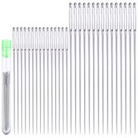 30 Large Eye Stitching Needles - 2 Sizes - Big Eye Hand Sewing Needles in Clear Storage Tube