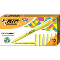 BIC Brite Liner Highlighter, Chisel Tip, Yellow, 12-Count