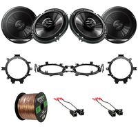 EnrockAutomotive 4X Pioneer TSG1620F 6.5" 2-Way Coaxial Car Speakers, 4X Metra Speaker Wire Harness, 4X Speaker Mounting Brackets Adaptors, 16-Gauge 50 Foot Wire (Select 1995-2009 Vehicles)