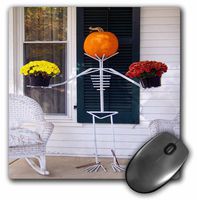 3drose Skeleton, Pumpkin and Flower Holding Stand - Mouse Pad