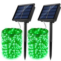JosMega Upgraded Larger Solar Powered String Lights 2 Pack 33 ft 100 LED 8 Modes Waterproof IP65 Twinkle Lighting Indoor Outdoor Fairy Firefly Lights Auto ON/Off (2 Pack 33 ft 100 LED, Green)