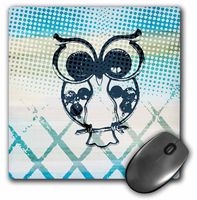 3dRose 8 x 8 x 0.25 Inches Mouse Pad, Aqua Owl Steam Punk Retro Art (mp_152060_1)
