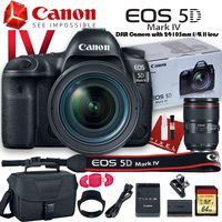 Canon EOS 5D Mark IV DSLR Camera with 24-105mm f/4L II Lens (USA Model) (1483C010) W/Canon Bag, 64GB Memory Card, Cleaning Kit Plus More - Starter Bundle
