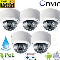 Urban Security Group - Pack of Five - IP 2MP 1080P Dome : Premium IMX323 Chipset : Motorized 2.8-12mm HD Lens Auto-Focus & Remote Zoom : Weatherproof Vandal-Proof : IR LEDs