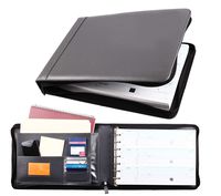 Business Check 7 Ring Binder for 3-Up Checks PU Leather Portfolio Checkbook Cover with Zipper (Grey)