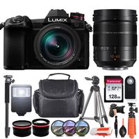 Panasonic Lumix DC-G9 Mirrorless Micro Four Thirds Digital Camera with 12-60mm Lens + Essential Starter Accessory Bundle incl. Wide-Angle & Telephoto Conversion Lens, Gadget Bag, Slave Flash & More