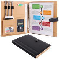 Plinrise High Grade Multifunction Letter Size Padfolio/Resume Portfolio Folder-Document Organizer/Business Card Holder with Calculator and 8 File Pockets (Black)
