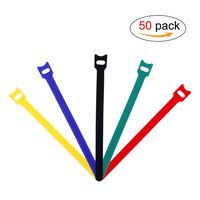 Cable Straps Reusable Fastening Cable Ties 7.87x0.47 inch Hook and Loop Cord Ties with Microfiber Cloth for Family Office, 5 Color/ 50pcs