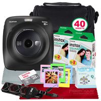 Fujifilm Instax Square SQ20 Hybrid Instant Camera (Black) - Deluxe Accessory Bundle with 40 Sheets of Instant Film + 16GB Micro sd Card + Case + Xpix Camera Strap and More. (USA Warrantty)