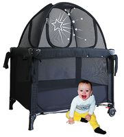 Aussie Cot Net Co - Fits a Pack n Play and Mini Cribs - Travel Tent to Keep Baby from Climbing Out - Portable Ready to use on Vacation - Black Crib Netting Settles Baby to Sleep Better and Longer