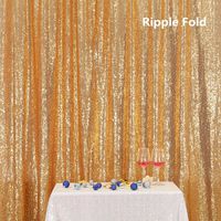 PartyDelight Sequin Backdrop Wedding Curtain Special Events, Party (Light Gold, 7FTx7FT)