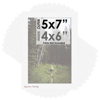 Mat Board Center, Pack of 10, 5x7 for 4x6 White Color Mats - Acid Free, 4-ply Thickness, White Core - for Pictures, Photos, Framing