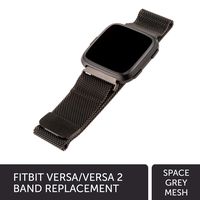 WITHit Designer Stainless Steel Mesh Replacement Band for Fitbit Versa/Versa 2, Space Gray - Secure, Adjustable, Fitbit Watch Band Replacement with Magnetic Closure, Fits Most Wrists